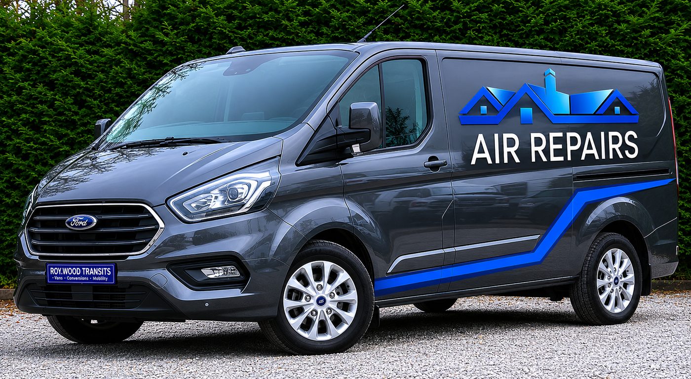 Air Repairs branded service van with blue Air Repairs signage
